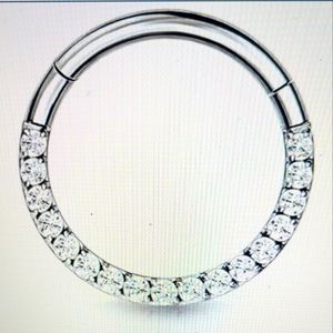 Hinged clicker hoop septum/tragus ring cz 14G 10mm
